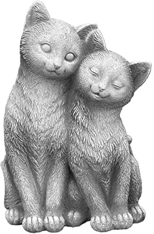 gartendekoparadies.de Wonniges Katzen Paar, Steinfigur, H. 20 cm, 2 kg, Grau, frostsicher aus Steinguss für Außenbereich