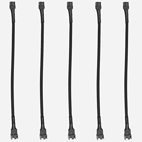 upHere Cable divisor de ventilador PWM de 4 pines, 5 paquetes, cable de extensión de alimentación, adaptador divisor trenzado para cable de ventilador de refrigeración de computadora, FH1-5