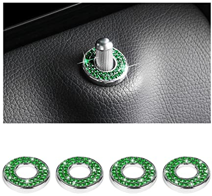 CGEAMDY 4 Stück Türschloss Pins Abdeckungen, Innenausstattung Türschloss Aufkleber Auto-Innendekoration Bling, Glitzernde Autotürschloss-Kristall Aufkleber(Grün)