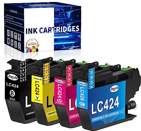 Jagute LC424 LC-424VAL Tintenpatronen Value Pack Kompatible für Brother LC 424 Druckerpatronen LC-424 Patronen für Brother DCP-J1200W DCP-J1200WE (4er-Pack, 1 Schwarz, 1 Cyan, 1 Magenta, 1 Gelb)