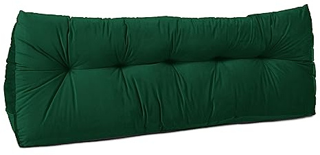 Lancashire Textiles 20 x 50 x 150cm (King Bed) Luxury Velvet Triangular Wedge Bedroom Headboard Cushion - Headboard Bolster Support Pillow for Bed, Sofa, Chair - Forest Green - Made in Britain
