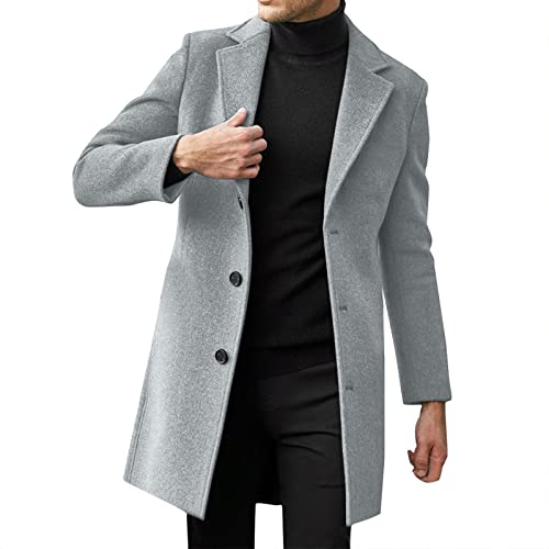 CUTeFiorino Jacken Ärmellos Herren Herren Schlanker Wintermantel Reverskragen Langarm Gepolsterte Lederjacke Vintage Verdicken Mantel Schaffelljacke Herren Herbst Elegant (Grey, XXXXL)