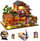 Maison de poupée miniature de style japonais rétro avec lumière LED, maison de poupée en bois à monter soi-même, échelle 1:24, pièce créative pour anniversaire GIF