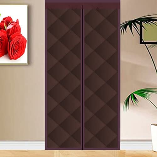 Rideau de porte magnétique thermique Rideau magnétique thermique isolant en Coton Magnétique pour portes Isolation Seule pour portes de balcon Porte de salon extérieure 120x220cm Marron