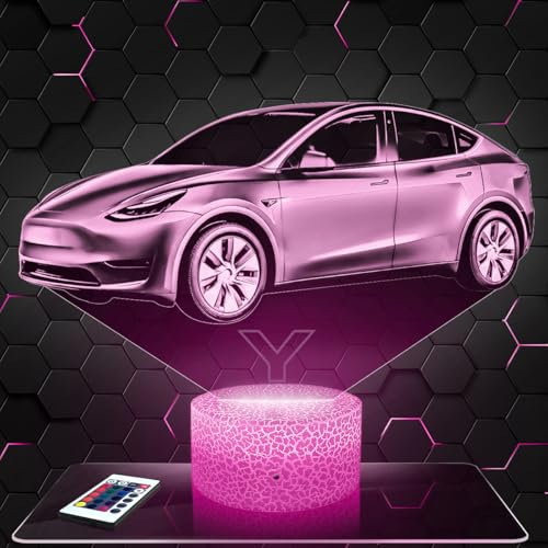Lampephoto.fr Nachttischlampe Auto T Model Y deko Supercar Tuning. Geschenkidee Mann objekt Auto T Model Y Nachtlicht Erwachsene deko Zimmer.