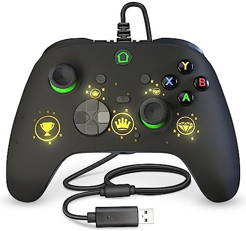 Gamepad PC cablato compatibile con la piattaforma STEAM, Gamepad cablato per Windows 10, Gamepad con pulsanti di programmazione, jack audio e pulsante Turbo