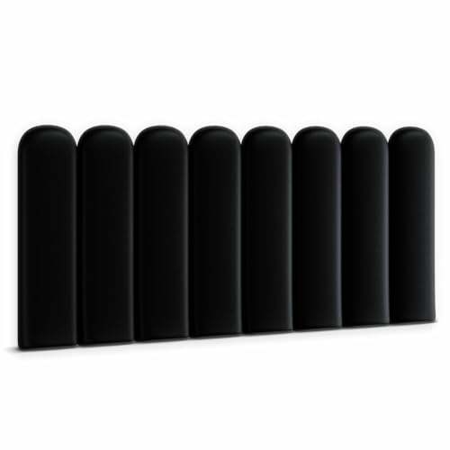 Muralo Wandkissen Gepolstert, Kunstleder, Wandpolster - 20x60 cm, Schwarz | Wandpaneel, ideal als Bettkopfteil oder Lendenkissen - für Schlafzimmer und Wohnzimmer, einfache Anbringung mit Montagekleber