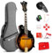 Vangoa F-Style Mandolinen Instrument 29 Bund 8 Saiten Akustische Mandoline mit Schutzplatte für Anfänger Erwachsene Sunburst