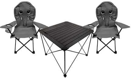 Mojawo 3er Kinder Campingmöbel Set Camping L72xB52xH46cm 1x Campingtisch + 2 Anglerstühle Textilen Outdoor mit Tasche