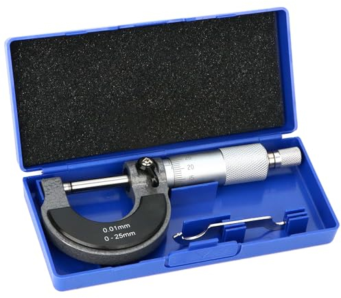 QWORK® Bügelmessschraube, Mikrometer, Hochpräzise Messung 0-25mm, 0.01mm Auflösung