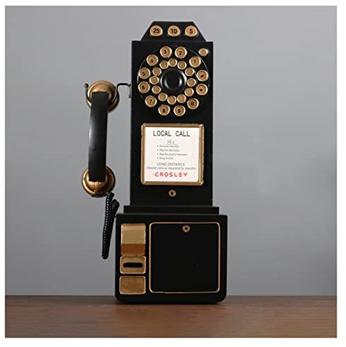 QXSJEDYCH Schwarzes Vintage-Telefon zur Wandmontage, kreatives europäisches altes drehbares Festtelefon für Zuhause, Hotel, Retro-Festnetztelefone, Ornament mit beweglichen Empfänger-Telefonen
