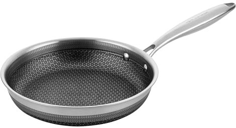 FLORINA Sartén de Acero Inoxidable (24 cm) I Robusta Sartén Induccion LE GOURMET I Estructura Hexagonal de 3 Capas I Sartén Antiadherente I Adecuada para Inducción, Gas y Cocina Eléctrica