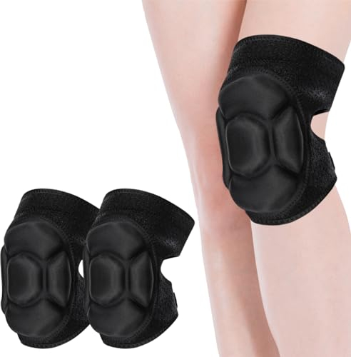 Monsully 25MM Knee Pads Work, Thick Knee Pads Gardening, Protective Knee Pads Dance Anti-Slip Volleyball Knee Pads for House Cleaning, Construction, Flooring, Garden (1 Pair, Black)