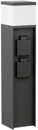 ledscom.de Pollerleuchte PODEL für außen, 39cm, schwarz, 2 Steckdosen, inkl. G9 Leuchtmittel, 501lm, warmweiß