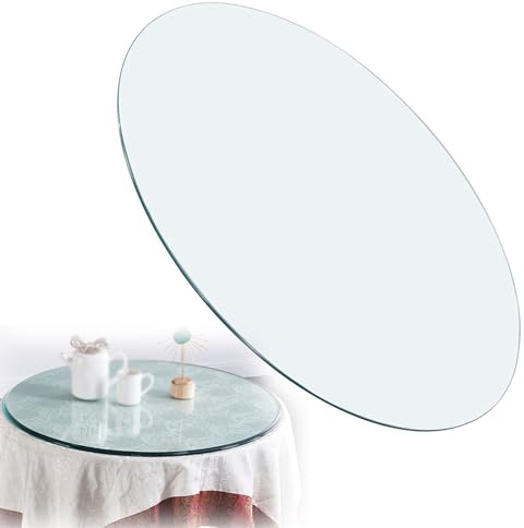 HJXGQJM Gehärtetes Glass Scheibe, Runde Tischplatte Aus Gehärtetem Transparent Glass, Tisch Glasplatte Ersatzteil, Rund Tischplatte Glasplatte，Tisch Glasplatte Platte Esstisch(80CM(32INCH))