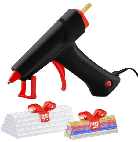 Pistola Colla a Caldo, 100W Professional Pistola a Caldo con 35 Pezzi Colla Stick (con 10 pezzi colorati),per Arte DIY a Scuola Riscaldamento Rapido per Hobby, Artigianato