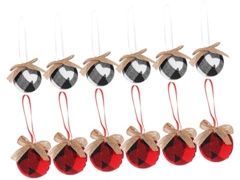 Cabilock STK Weihnachts Kariert Ball Weihnachtsblasenverzierungen Hängende Weihnachtskugeln Karierte Weihnachtskugelverzierungen Rote Und Grüne Weihnachtsverzierungen Schaum