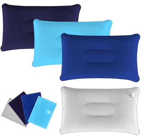 TYSM-CC 4 x Aufblasbare Kissen Aufblasbares kopfkissen Campingkissen Reisekissen Beflockung Sitzkissen Luftkissen Kopfkissen für Camping und Reisen aus Weichem Material