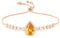 Linawe Bracelet à breloques en cristal de citrine et diamant jaune, bracelets à chaîne en or rose pour femmes, bracelet en strass, pierre de naissance et zircone cubique, bijoux de costume de mariage
