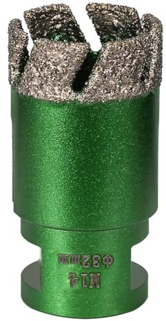 Vearter 32 mm Diamond Core Drill Bit, M14 Thread Connection Masonry Hole Saw, Vacuum Brazed Hollow Hole Cutter for Tile, Marble, Granite, Porcelain, Concrete, Quartz Stone