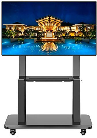 IUBGFTO Support/Chariot Mobile Universel pour TV, téléviseurs 32-75 Pouces LCD LED OLED Plasma à écran Plat ou écran incurvé, Chariot pour présentoir TV sur Roues, Charge 120 kg