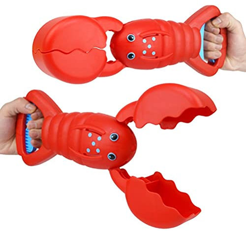 Nurnesy Lobster Claw Catcher, Beach Toys Sand Digger Grabber Toy Lobster Sand Digger Squeeze-and-Grab Beach Toys for Kids Toddler Summer Beach (red)