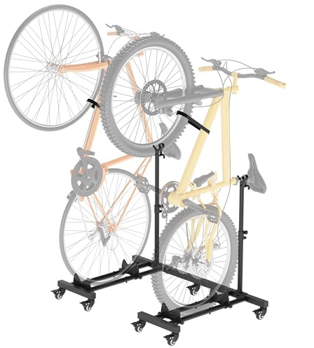 Vertical Bike Stands (2 Pack), Floor Standing Bike Rack for Garage, Upright Bicycle Floor Stand Indoor Bike Holder with Adjustable Height for Garage & Flat - for Wheel Sizes up to 29 Inches