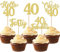 Xsstarmi 30 Pack Happy 40th Birthday Cupcake Toppers Gold Glitter Hello 40 Fabulous Forty Birthday Cupcake Picks Cheers to 40 Years Cake Decorations for Happy 40th Birthday Party Supplies