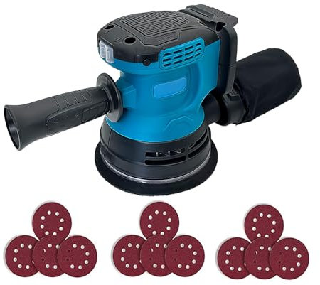 Cordless Random Orbital Sander Compatible with Makita 18V Battery 6 inch Brushless Sander, 11000RPM 3 Speed Setting, 12Pcs Sandpapers, Electric Sander with Dust Collection(No Battery)