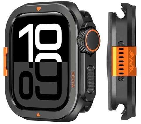 Suphart 2 en 1 Funda Compatible con Apple Watch Serie 11/10 46mm Carcasa, [Convierte el 46 mm en un Aspecto Ultra] Protector Parachoques Sólido con Cubierta Trasera para iWatch 46mm, Negro