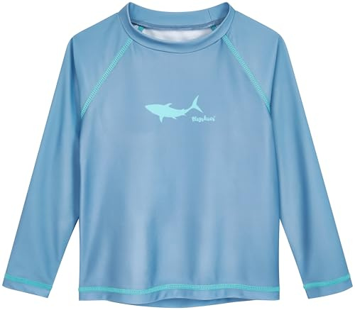 Playshoes Unisex Kinder Langarmshirt Rash-Guard-Shirt, Lang Blau Hai, 134-140