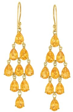 925 Sterling Silber Ohrhänger, trauben-Design, Citrin-Gelb Zirkonia, Tropfenform, Chandelier-Stil