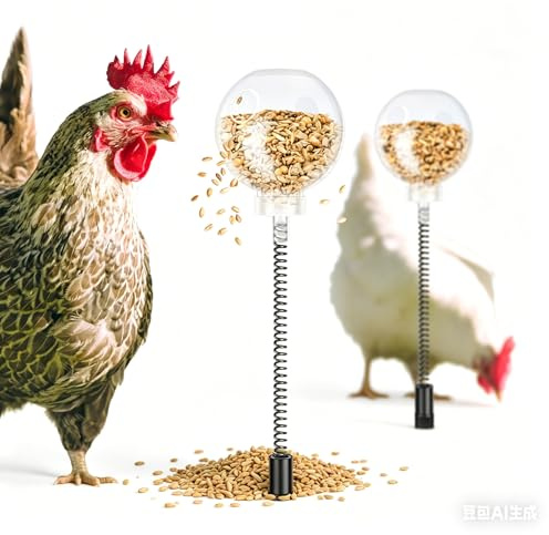 2 Pack Poultry Peck Toys, Plastic Chicken Slow Feeder, Chicken Hidden Treat Dispenser with Metal Spring, Fun Interactive Slow Feed Release Toy for Hens Ducks Large Birds Goose