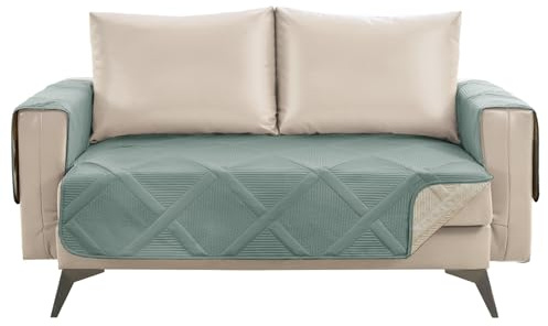 HMJGDZG Rückenfreies Kissen, wasserabweisend für Ledersofa, maschinenwaschbar, Gesteppte Couchbezüge, haustierfreundliche Schonbezüge (Loveseat 48, Salbeigrün)