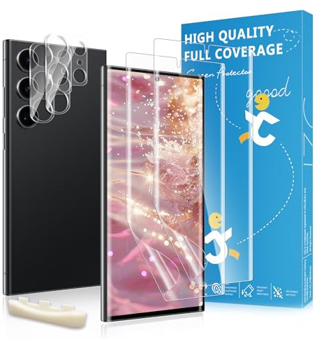 2+2 Stück Schutzfolie für Samsung Galaxy S22 Ultra [Nicht-Glas] + Kamera Schutzfolie, Fingerabdruck-ID Unterstützen, Spuren Reduzierbar, Kratzfest, HD Klar, Kompatibel mit S22 Ultra Screen Protector