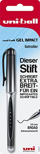 Uni-Ball - Gelroller Gel Impact Schwarz 0,6 mm | Kräftige Gel-Tinte, weiches Schreibgefühl und intensive Farbe
