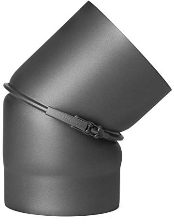 Ofenrohr 2mm 150mm 45° Bogen verstellbar 0-45° ohne Tür Gussgrau
