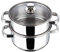Vinod Stainless Steel 2-Tier Steamer Pot - 18 cm | Vented Glass Lid & Riveted Handles | Induction & Gas Compatible | 2.5mm Thick Base | Multipurpose Steamer Cooking Vegetable, Momos, Dumplings