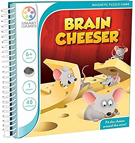 smart games - Brain Cheeser, Magnetic Puzzle Game with 48 Challenges, 6+ Years, 16,2 x 15,8 x 1,5 cm