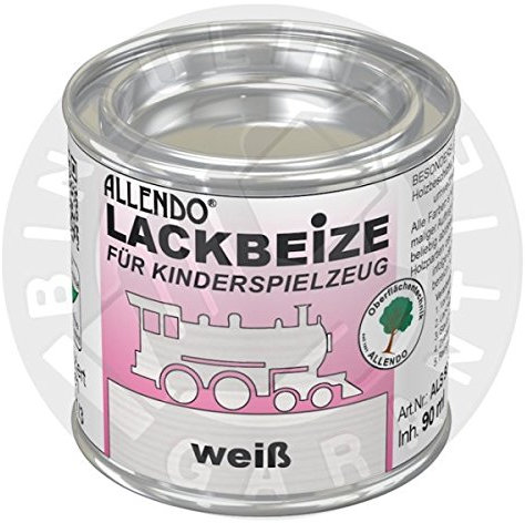 Lackbeize für Spielzeug inkl. Pinsel zum Auftragen (90 ml weiss)