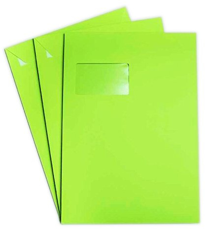 50 Versandtaschen DIN C4 Gras Grün 120 g/m² - 229 x 324 mm 22,9 x 32,4 cm - selbstklebend mit Abziehstreifen - mit Fenster