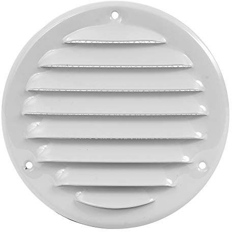 Ventilation Grille Metal Insect Protection Exhaust Air Supply Air Round Weather Protection Slats Diameter 200 mm White