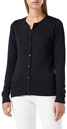 Kustom Kit Women's Kk355 Regular Fit Plain Crew Neck Long Sleeve Cardigan, Black, 14
