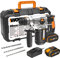 WORX- Marteau perforateur sans fil 20V -4Ah WX392 - 2,2J - béton/bois/acier (Perceuse, marteau perforateur et burin 3 en 1 - avec mandrin sans clé SDS-Plus, 2 batteries et chargeur - malette)