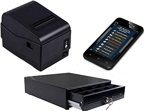 Mobile Kasse für Restaurant, Cafe, Biergarten: 5'' Kassenterminal, Bondrucker, Kassenschublade. TSE-Konform