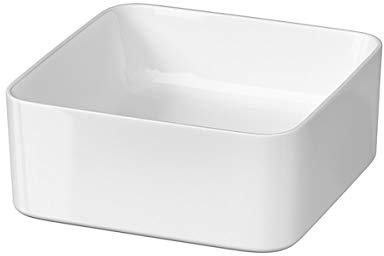 VBChome Moduo- Kollektion Crea 35 35 cm x 35 cm x 13,5 cm Waschbecken Keramik Waschtisch Handwaschbecken Design Aufsatz-Waschschale FÜR BADEZIMMER GÄSTE WC
