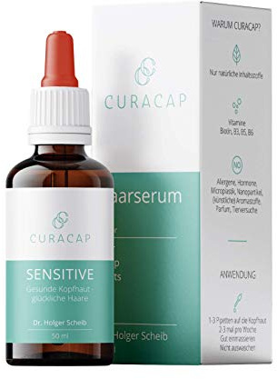 CuraCap Sensitive – Kopfhautserum bei Juckreiz & Spannungsgefühl – ohne Parfum & Alkohol – mit Biotin & B-Vitaminen – für empfindliche Kopfhaut – 50 ml