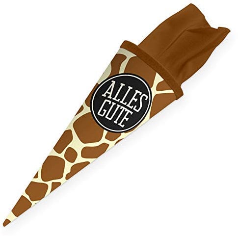 itenga Geschwisterschultüte 35cm Tiermuster Geschenkverpackung Schultüte Erwachsene (Giraffe mit Text Alles Gute)