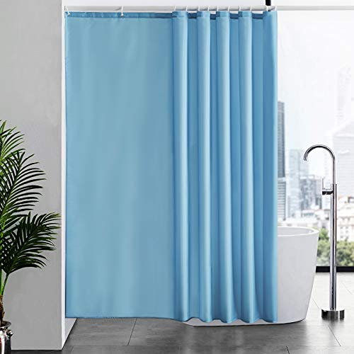 Furlinic Cortina Ducha Antimoho con Impermeable Cortinas Baño Tela Poliéster Lavable con 12 Anillas Cortina Ducha para Bañera Cuarto de Baño Cielo Azul 200x200cm