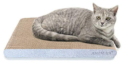 AMZNOVA Katzen Kratzpappe Rescratch Katzen Kratzbrett, Kratzpappe mit Katzenminze, Kratzbrett Kratzbretter Katzenkratzbrett, Breit, Glitzersilber